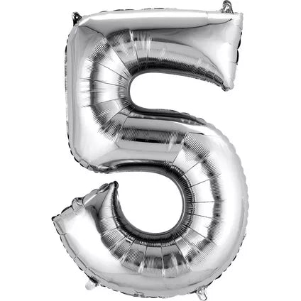 Foil Number Balloon-Silver